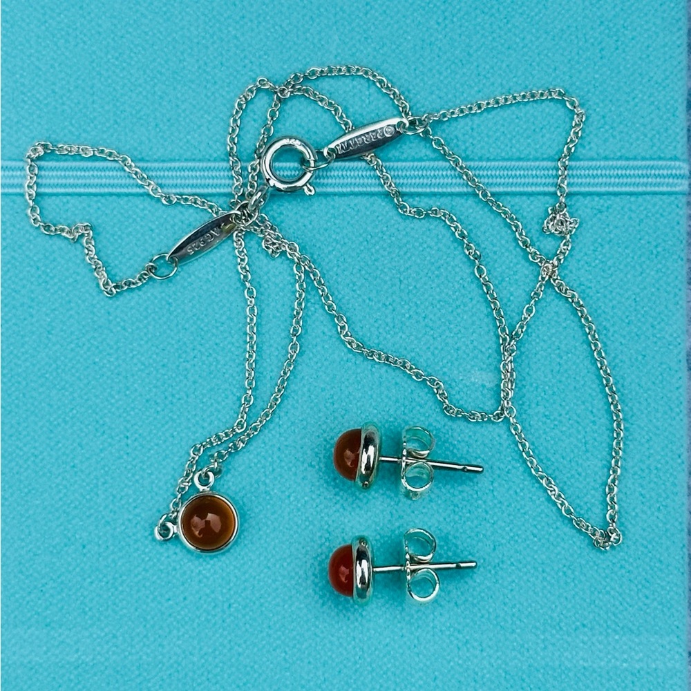 Tifffany &Co.Earrings by the yard chalcedony and silver 925 - Picture 11 of 13